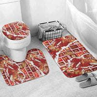 Hawaii Japanese Culture Red Bathroom Set Spring Cranes Aloha Pattern LT01 Mat Set Only (3 pcs) One Size Red - Polynesian Pride