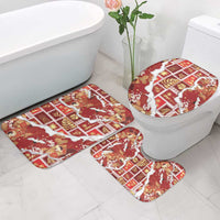 Hawaii Japanese Culture Red Bathroom Set Spring Cranes Aloha Pattern LT01 - Polynesian Pride