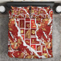 Hawaii Japanese Culture Red Bedding Set Spring Cranes Aloha Pattern LT01 Red - Polynesian Pride