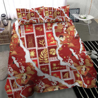 Hawaii Japanese Culture Red Bedding Set Spring Cranes Aloha Pattern LT01 - Polynesian Pride