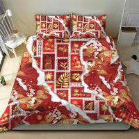 Hawaii Japanese Culture Red Bedding Set Spring Cranes Aloha Pattern LT01 - Polynesian Pride