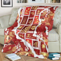 Hawaii Japanese Culture Red Blanket Spring Cranes Aloha Pattern LT01 - Polynesian Pride