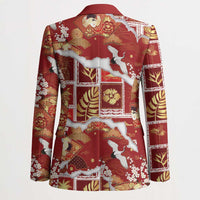 Hawaii Japanese Culture Red Blazer Spring Cranes Aloha Pattern LT01 - Polynesian Pride