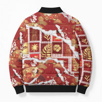Hawaii Japanese Culture Red Bomber Puffer Jacket Spring Cranes Aloha Pattern LT01 - Polynesian Pride