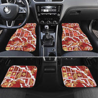 Hawaii Japanese Culture Red Car Mats Spring Cranes Aloha Pattern LT01 Set 4pcs Red - Polynesian Pride