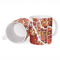 Hawaii Japanese Culture Red Ceramic Mug Spring Cranes Aloha Pattern LT01 - Polynesian Pride