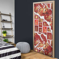 Hawaii Japanese Culture Red Door Cover Spring Cranes Aloha Pattern LT01 - Polynesian Pride