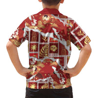 Hawaii Japanese Culture Red Family Matching Mermaid Dress and Hawaiian Shirt Spring Cranes Aloha Pattern