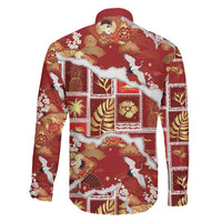 Hawaii Japanese Culture Red Family Matching Short Sleeve Bodycon Dress and Hawaiian Shirt Spring Cranes Aloha Pattern