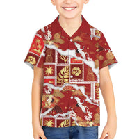 Hawaii Japanese Culture Red Family Matching Tank Maxi Dress and Hawaiian Shirt Spring Cranes Aloha Pattern