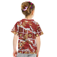 Hawaii Japanese Culture Red Kid T Shirt Spring Cranes Aloha Pattern LT01 - Polynesian Pride