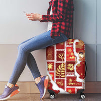 Hawaii Japanese Culture Red Luggage Cover Spring Cranes Aloha Pattern LT01 - Polynesian Pride