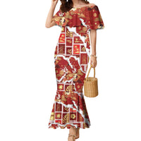Hawaii Japanese Culture Red Mermaid Dress Spring Cranes Aloha Pattern LT01 Women Red - Polynesian Pride
