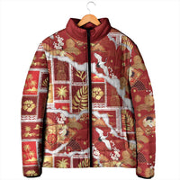 Hawaii Japanese Culture Red Padded Jacket Spring Cranes Aloha Pattern LT01 - Polynesian Pride