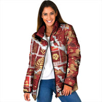 Hawaii Japanese Culture Red Padded Jacket Spring Cranes Aloha Pattern LT01 Women Red - Polynesian Pride