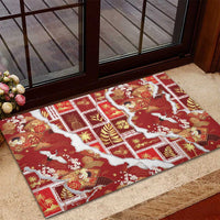 Hawaii Japanese Culture Red Rubber Doormat Spring Cranes Aloha Pattern LT01 - Polynesian Pride