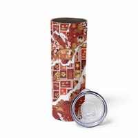 Hawaii Japanese Culture Red Skinny Tumbler Spring Cranes Aloha Pattern LT01 - Polynesian Pride