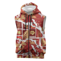 Hawaii Japanese Culture Red Sleeveless Zip Hoodie Spring Cranes Aloha Pattern LT01 Red - Polynesian Pride