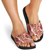 Hawaii Japanese Culture Red Slide Sandals Spring Cranes Aloha Pattern LT01 - Polynesian Pride