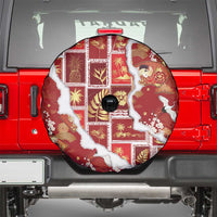 Hawaii Japanese Culture Red Spare Tire Cover Spring Cranes Aloha Pattern LT01 - Polynesian Pride