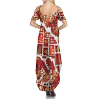 Hawaii Japanese Culture Red Summer Maxi Dress Spring Cranes Aloha Pattern LT01 - Polynesian Pride