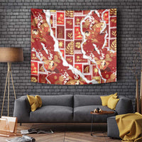 Hawaii Japanese Culture Red Tapestry Spring Cranes Aloha Pattern LT01 Red - Polynesian Pride
