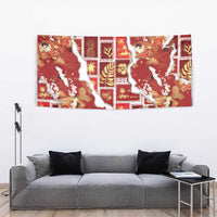 Hawaii Japanese Culture Red Tapestry Spring Cranes Aloha Pattern LT01 - Polynesian Pride