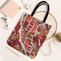 Hawaii Japanese Culture Red Tote Bag Spring Cranes Aloha Pattern LT01 Black Strap One Size Red - Polynesian Pride