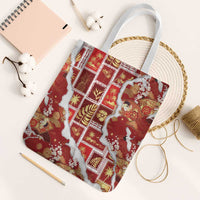 Hawaii Japanese Culture Red Tote Bag Spring Cranes Aloha Pattern LT01 White Strap One Size Red - Polynesian Pride
