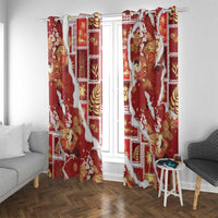Hawaii Japanese Culture Red Window Curtain Spring Cranes Aloha Pattern LT01 With Grommets Red - Polynesian Pride