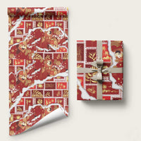 Hawaii Japanese Culture Red Wrapping Paper Spring Cranes Aloha Pattern LT01 58" × 23" Red - Polynesian Pride