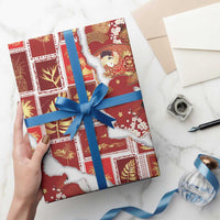 Hawaii Japanese Culture Red Wrapping Paper Spring Cranes Aloha Pattern LT01 - Polynesian Pride