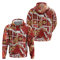 Hawaii Japanese Culture Red Zip Hoodie Spring Cranes Aloha Pattern LT01 - Polynesian Pride