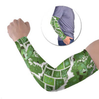 Hawaii Japanese Culture Sage Green Arm Sleeves Spring Cranes Aloha Pattern LT01 Set of 2 Sage - Polynesian Pride