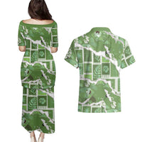 Hawaii Japanese Culture Sage Green Couples Matching Puletasi and Hawaiian Shirt Spring Cranes Aloha Pattern LT01 - Polynesian Pride