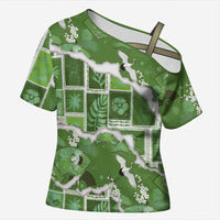 Hawaii Japanese Culture Sage Green Cross Shoulder Shirt Spring Cranes Aloha Pattern LT01 Female Sage - Polynesian Pride