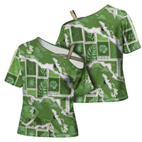 Hawaii Japanese Culture Sage Green Cross Shoulder Shirt Spring Cranes Aloha Pattern LT01 - Polynesian Pride