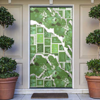 Hawaii Japanese Culture Sage Green Door Cover Spring Cranes Aloha Pattern LT01 Sage - Polynesian Pride