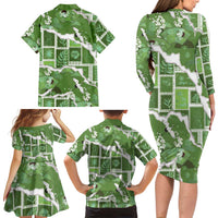 Hawaii Japanese Culture Sage Green Family Matching Long Sleeve Bodycon Dress and Hawaiian Shirt Spring Cranes Aloha Pattern