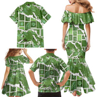 Hawaii Japanese Culture Sage Green Family Matching Mermaid Dress and Hawaiian Shirt Spring Cranes Aloha Pattern