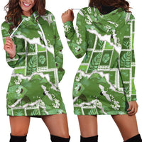 Hawaii Japanese Culture Sage Green Hoodie Dress Spring Cranes Aloha Pattern LT01 - Polynesian Pride
