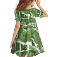 Hawaii Japanese Culture Sage Green Kid Short Sleeve Dress Spring Cranes Aloha Pattern LT01 - Polynesian Pride