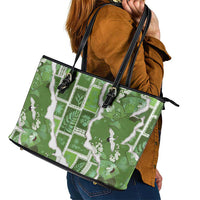Hawaii Japanese Culture Sage Green Leather Tote Bag Spring Cranes Aloha Pattern LT01 - Polynesian Pride