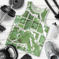Hawaii Japanese Culture Sage Green Men Tank Top Spring Cranes Aloha Pattern LT01 - Polynesian Pride