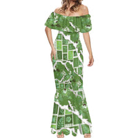 Hawaii Japanese Culture Sage Green Mermaid Dress Spring Cranes Aloha Pattern LT01 - Polynesian Pride
