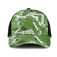Hawaii Japanese Culture Sage Green Mesh Trucker Cap Spring Cranes Aloha Pattern LT01 One Size Black Sage - Polynesian Pride