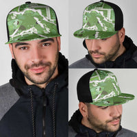 Hawaii Japanese Culture Sage Green Mesh Trucker Cap Spring Cranes Aloha Pattern LT01 - Polynesian Pride