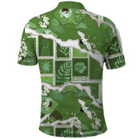 Hawaii Japanese Culture Sage Green Polo Shirt Spring Cranes Aloha Pattern LT01 - Polynesian Pride