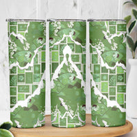 Hawaii Japanese Culture Sage Green Skinny Tumbler Spring Cranes Aloha Pattern LT01 - Polynesian Pride