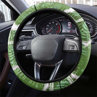 Hawaii Japanese Culture Sage Green Steering Wheel Cover Spring Cranes Aloha Pattern LT01 - Polynesian Pride